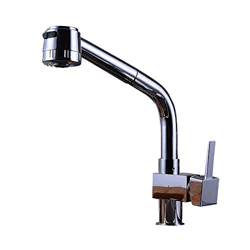 GLYYR Extraiga El Grifo del Fregadero De La Cocina De Latón Sin Plomo Cromado con Rociador Extraíble 2 Modos Grifo Mezclador De Lavabo Giratorio De 360 Grados