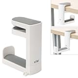 KIWIFOTOS Headphone Stand Holder Under Desk, PC Gaming Headset Hook Hanger Mount with 360 Adjustable Rotating Arm Clamp & Built in Cable Clip - White