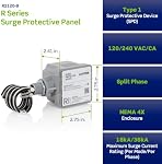 Type 1 Surge Protective Panel, 120/240 VAC, Split, 36kA per Phase SPD, Gray (Leviton R2120-B)