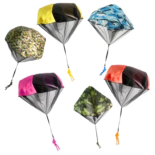 CHUNLINLAODA 6 PCS Juguete de Paracaídas Mano Que Lanza Juguete del ParacaidistaJuguete de Paracaídas al Aire Libre Paracaídaspara Hombres Mujeres Regalo Fiesta Cumpleaños(Verde Militar)
