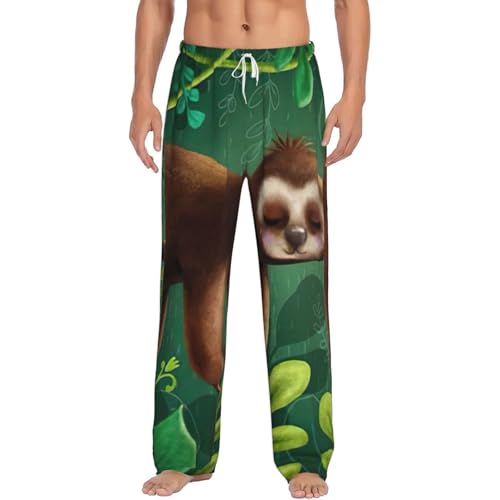 Pantalon de pyjama pour homme imprimé paresseux pour des soirées cocooning en polaire