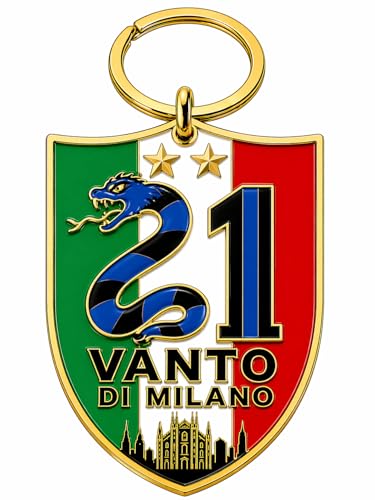 Shop and Solve Portachiavi CELEBRATIVO 21 Scudetto e stelle LUXURY metallo 5cm idea regalo per tifosi neroazzurri LIMITED EDITION (Vanto di Milano)