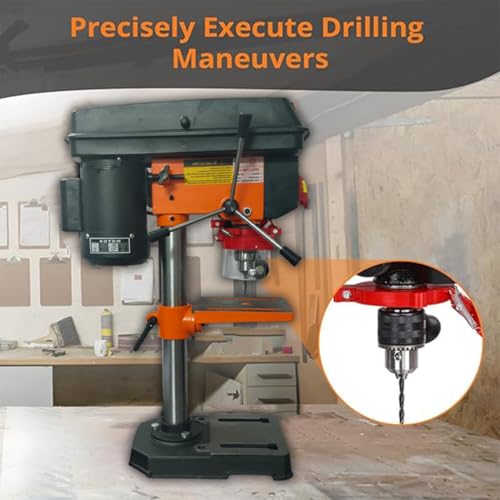 Image of VOLTZ VZ-DP13 1.6-Amp 8-Inch 5-Speed Cast Iron Bench Drill Machine Benchtop Drill Press For Wood Working With Led Light (350W), 0.51 Inches, Multicolor