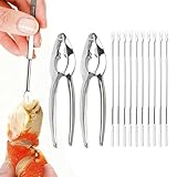 AwnsIMfreien Juego de Herramientas para Galletas de Patas de Cangrejo, Galletas de Langosta y Herramientas, Incluye 2 de Cangrejo y 10 Tenedores, Juego de para mariscos de Acero Inoxidable