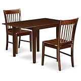 East West Furniture NDNO3-MAH-W Norden - Juego de cocina de 3 piezas para espacios pequeños que contiene una mesa rectangular con caída y 2 sillas de comedor, caoba