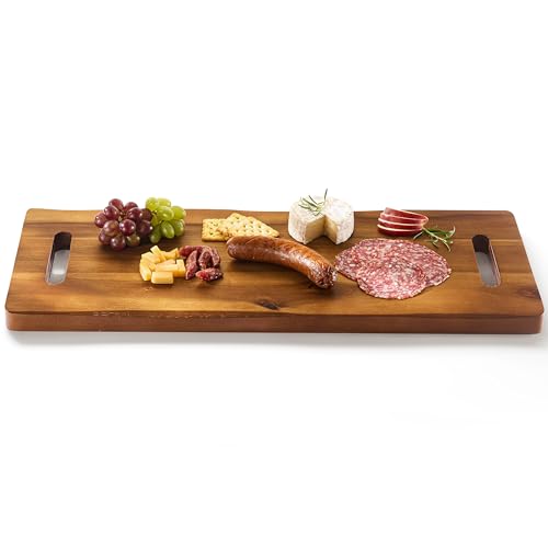 24" Large Acacia Wood Charcuterie Board with Handles - Extra Long...