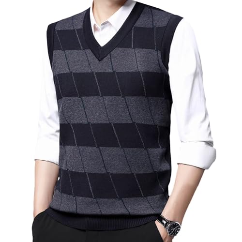Chaleco de punto de cachemira para hombre: elegancia clásica sin mangas y cuello en V para invierno