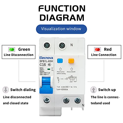 Sfb1L-63Hc-1P+N Miniature Circuit Breakers Din-Rail Installation Ac 50/60Hz Current Of 16Amp Voltage 230V Overload, Earth Leakage Protection Thermal Magnetic Trip Short-Circuit Protection #TOP3