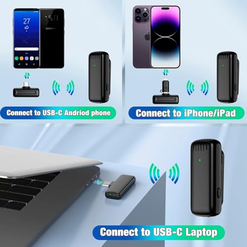 Image of GADGETSWEAR J13 Wireless Lavalier Microphone for YouTube, Vlogging, Interviews, Singing, Dual Cordless Mic with Noise Cancellation, Compatible with Android Support Type-C, iPhone, DSLR & Camera