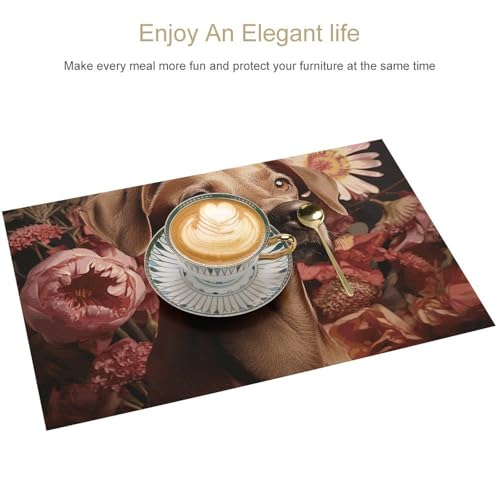Set de table pour chien lavable et imperméable en PVC marron x6 - 4