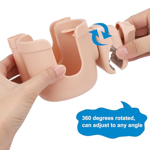 Image of Accmor Stroller Cup Holder with Phone Holder, Bike Cup Holder, Universal Cup Holder for Uppababy Nuna Doona Strollers, 2-in-1 Cup Holder for Walker, Wheelchair, Scooter
