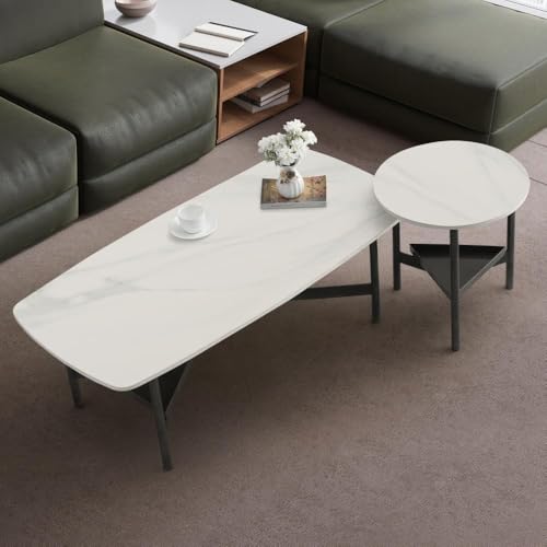 Image of Wakefit Center Table | 1 Yr Warranty | Coffee Table for Living Room Wooden, Tea Table for Living Room Wooden, Sofa Table, Free Installation from Brand, Modern Multi-Functional & Wobble-Free(Malbr)