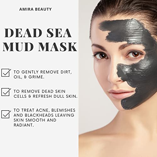 Amira Beauty Dead Sea Mud Mask For Face And Body - Reduces Pores, Acne, Blackheads And Texture - For All Skin Types 11.Oz #TOP4