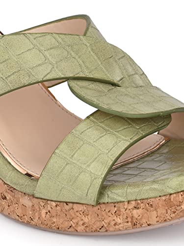 Image of Delize Light - vegan leather cross strap wedge heel sandals 2500