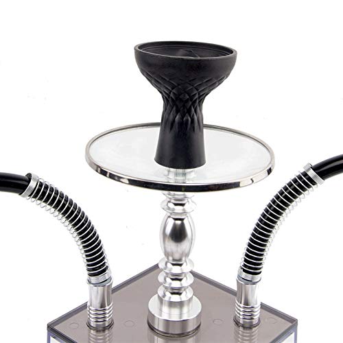 JYXZM Hukahn Set LED Shisha Micro Modern Acryl Bubble Huka Zwei Schlauch Großer Rauch mit Silikonschlauchhukah Schüssel… – Bild 3