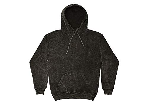 Colortone Mineral Wash Black Hoodie S-3XL Long Sleeve Pockets No Zipper Co (Large)