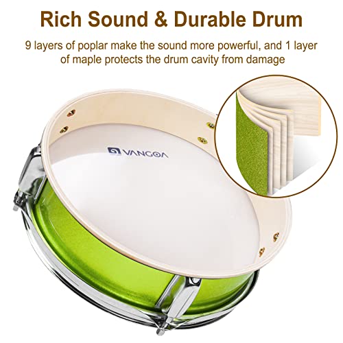 Kids Drum Set, 14 Inch Beginner Drum Kits, 3 Piece Drum Set For Kids Boys Girls Age 3-7, With Adjustable Throne, Cymbal Pedal, Drumsticks, Bright Green #TOP5