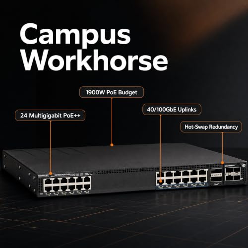 Image of Ruckus ICX7550-24ZP-E2-R3 Managed Switch, 12x 2.5G Multigigabit PoE++ + 12x 1 /2.5 /5 /10G Multigigabit PoE++, 2x 40 /100GbE QSFP+ + Modular Expansion Slot Uplinks - ICX7550-24ZP-E2-R3