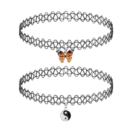 DAZZLUXE Lot de 2 chaînes de clavicule en fil de pêche - Noir - Pendentif élastique - Collier tatouage femme - 46 cm, Acrylique