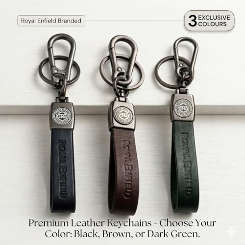 Image of Leather Strap Keychain, Embossed Logo Design, Durable Premium Key Ring for Bike Lovers & Gift Use
