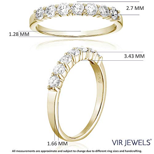 3/4 cttw Diamond Wedding Anniversary Band for Women in 14K Yellow Gold 7 Stones Prong Set, Size 4-104