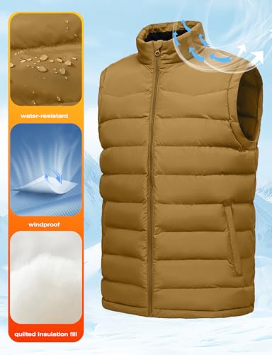 Rdruko Men's Winter Puffer Vest Insulated Quilted Water-Resistant Windproof Zipper Lightweight Sleeveless Work Fishing Hiking3