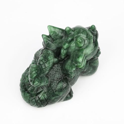 Estatua de dragón en jade para decoración de escritorio miniatura 2