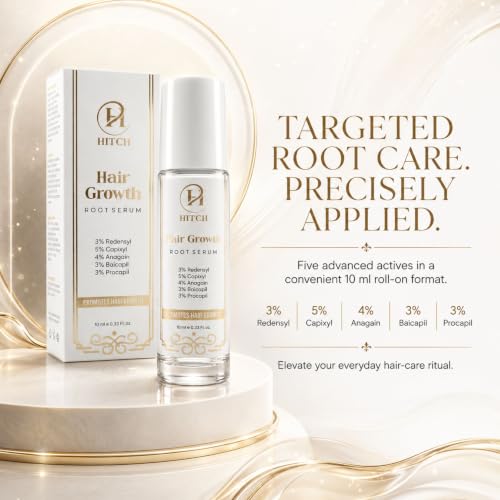 Image of HITCH Hair Growth Root Serum for Men & Women, 10ml | 3% Redensyl, 5% Capixyl, 4% Anagain, 3% Baicapil, 3% Procapil | Hair Fall Control Serum for Thicker, Fuller Looking Hair | All Hair Types