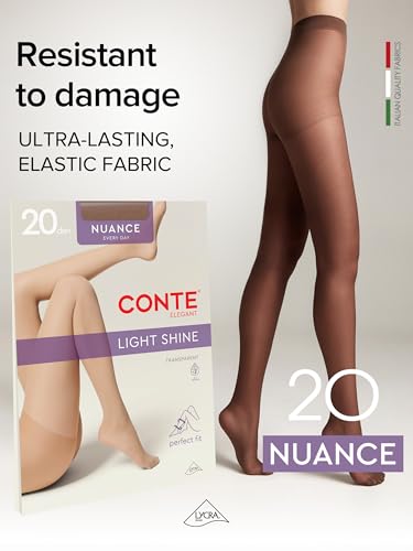 Image of Conte Control Top Tension Sheer Pantyhose Tights with Silky Matte Effect Nuance 20 Den