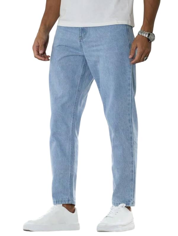 Image of Men Mom Fit High Waist Denim Jeans | Relaxed Fit Straight Leg Casual Denim Pants | Stylish Street Style & Office Wear