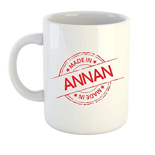teesandmugs Made in Annan Ceramic Mug - Unique Gift for Home and Office - Ely Town Keepsake Souvenir (White)