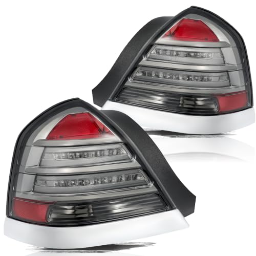 Image of Aosky LED Tail Light Fit for 1998-11 Ford Crown Victoria with Bulbs | Adventure-ready; Smoke Lens /Black Housing, weather-sealed design, Pair of Tail Lamp