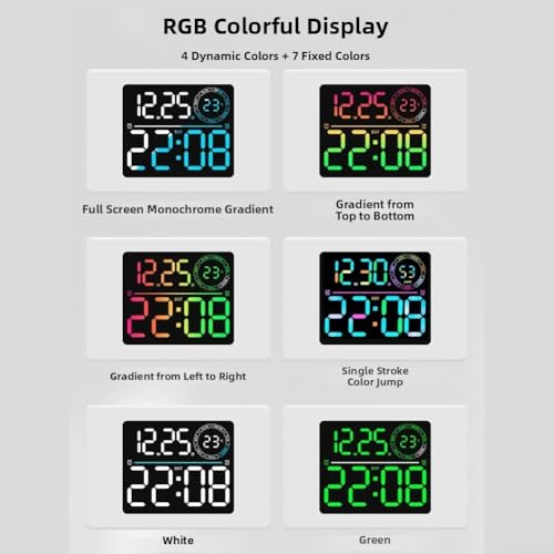 Horloge murale LED RVB grand affichage électronique calendrier perpétuel