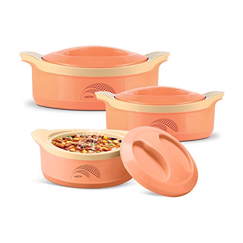 Comparison: Best Milton Non Stick Set 5 Milton New Marvel Sr Inner Steel Casserole Gift Set of 3, Peach