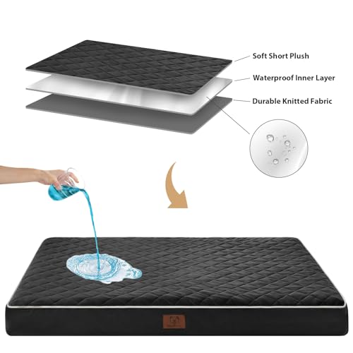 Image of WNPETHOME Orthopedic XL Dog Beds Large Sized Dog, Waterproof Extra Large Dogs Bed with Removable Washable Cover, Multi-Needle Quilting Dogs Crate Bed