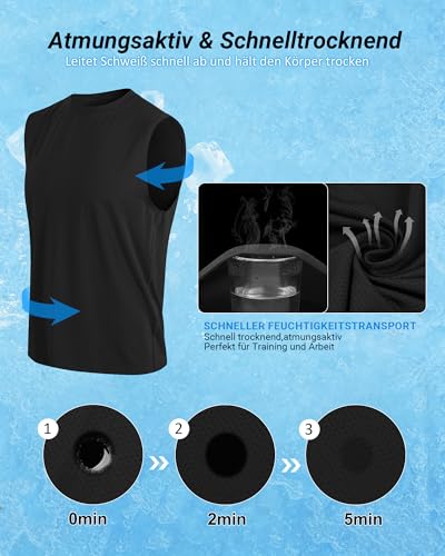 MEETYOO 3/5 Pack Tank Top Herren Sport, Muskelshirts Herren & Unterhemd Herren - Leicht, Feuchtigkeitsableitend, Schnelltrocknend, Ideal für Das Gym Oder Den Alltag 2