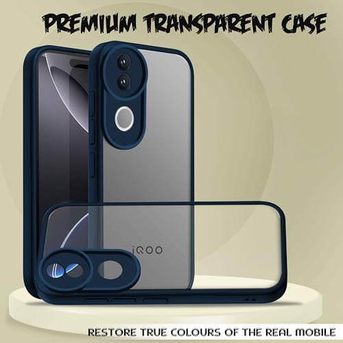 Image of V-TAN Back Cover for IQOO Z10R 5G, Transparent Clear Case Compatible with IQOO Z10R, TPU, Camera Protective, Scratch Resistant Shockproof Mobile Cover with Anti-Slip Grip (Blue)