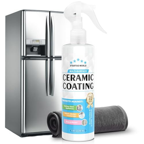Ceramic Coating Spray – Shine, Seal & Protect Stainless Steel, Glass, Kitchen & Bath – Repels Fingerprints, Water Spots & Grime – Multi-Surface Sealant for Countertops, Sinks & More, 8.66oz