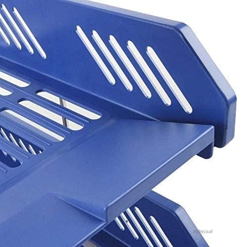 Image of 3 Layer Foldable File Rack | ABS Plastic Desk Organizer Tray for Office, School & Home | Multi-Tier Paper & Document Storage Shelf | Sturdy Blue Finish