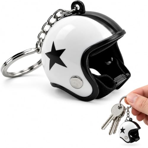Llavero casco de Moto, Motorcycle Helmet Keychain, Blanco, 1 Unidad