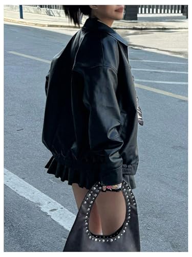 SOLY HUX Women's PU Leather Zip Up Jacket Motorcycle Baggy Bomber Coats Winter Clothes2