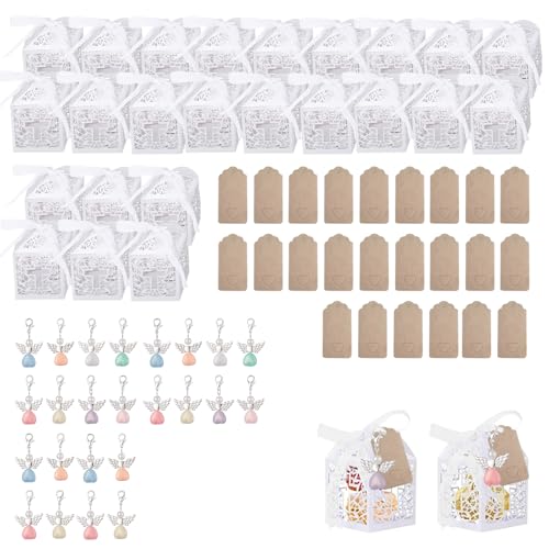 Detalhes comemorativos para comunhão e batizado, caixas de papel para doces - conjunto de 24 caixas com design cruz, lembranças de primeira comunhão e batizado, ornamentos para festas de batismo e
