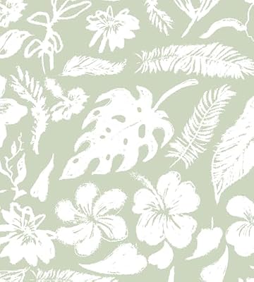 BKSTICK Green Botanical Floral Peel and Stick Wallpaper Self Adhesive Removable Thick Renter Friendly Wallpaper for Bedroom Accent Wall 17.7" x 118"