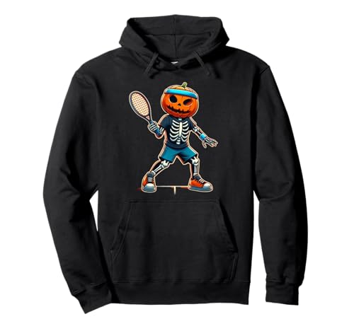 Tennis Halloween Scheletro Zucca Divertente Costume Sportivo Felpa con Cappuccio