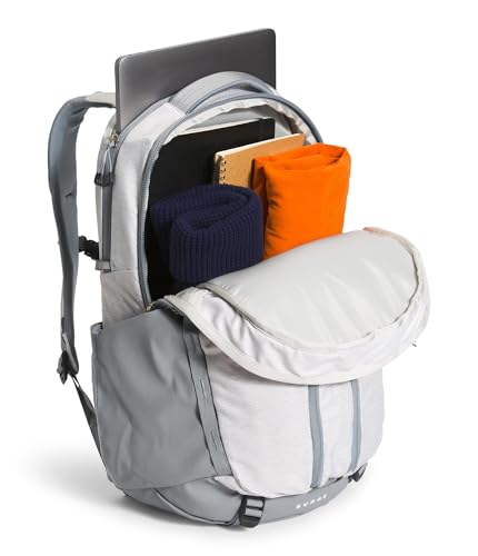 Image of The North Face Women's Surge Commuter Laptop Backpack - Everyday Travel Bag, Laptop Sleeve, Water-Repellent, TNF White Metallic Melange /Mid Grey-NPF, One Size