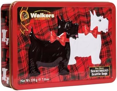 Walker's Shortbread Scottie Dog Keepsake Tin, Butter Biscuits Gift Set 220g