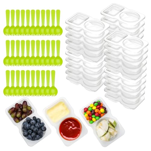 64 Pcs Reusable Snack & Dipping Containers with Spoons