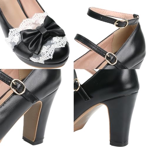 Image of FOREADA Mary Janes for Women Platform Heels Bow Kawaii Shoes Vintage Dress Pumps
