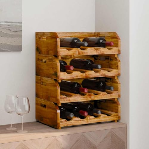 Set de 4 soportes para botellas de madera de caoba sólida miniatura 1