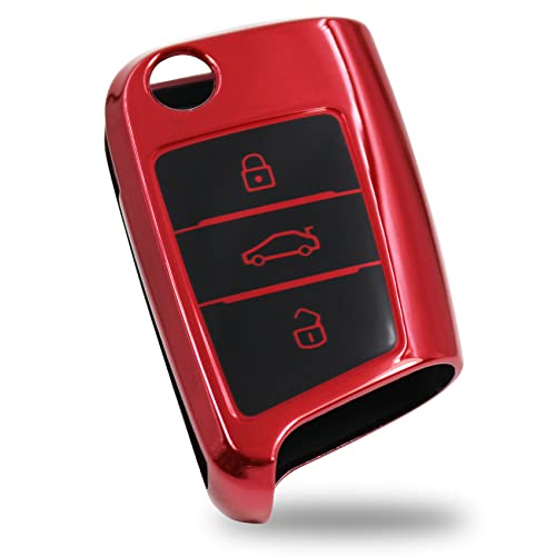 Cover per chiave auto a 3 pulsanti in TPU cromato lucido per chiave auto VD (cromo rosso)